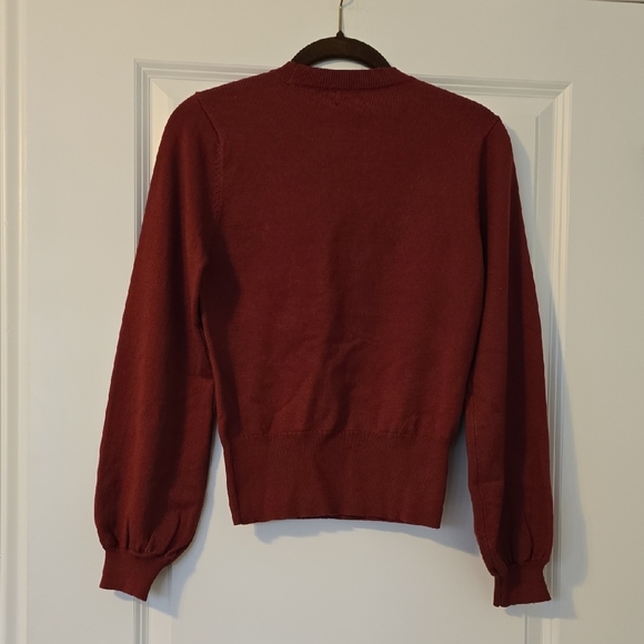 ont Welfth Maroon Crewneck Sweater with Floral Embroidery. Size Small NWOT - Picture 8 of 16